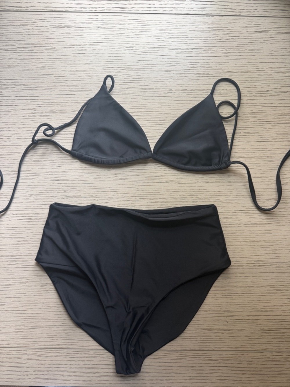 Jade Black Triangle Top with High-Waist Bottoms Bikini Set
